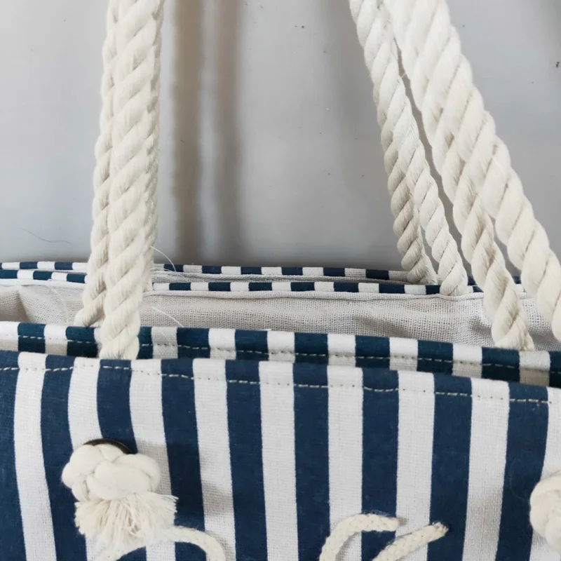 cotton lining materials summer fashion cotton rope storage basket straw beach bag handbag with straw bottom