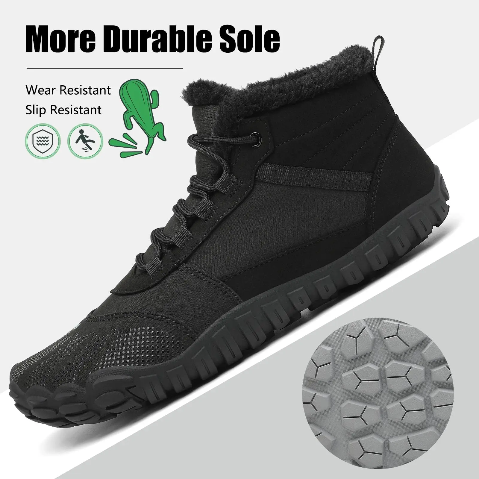 SAGUARO 5mm Rubber Men and Women Fitness Walking Shoes Autumn Minimalist Snow Boots New Design Insulated Winter Barefoot Shoes