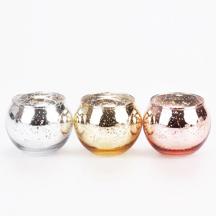 Wholesale colorful electric dot handmade glass round ball candle cup