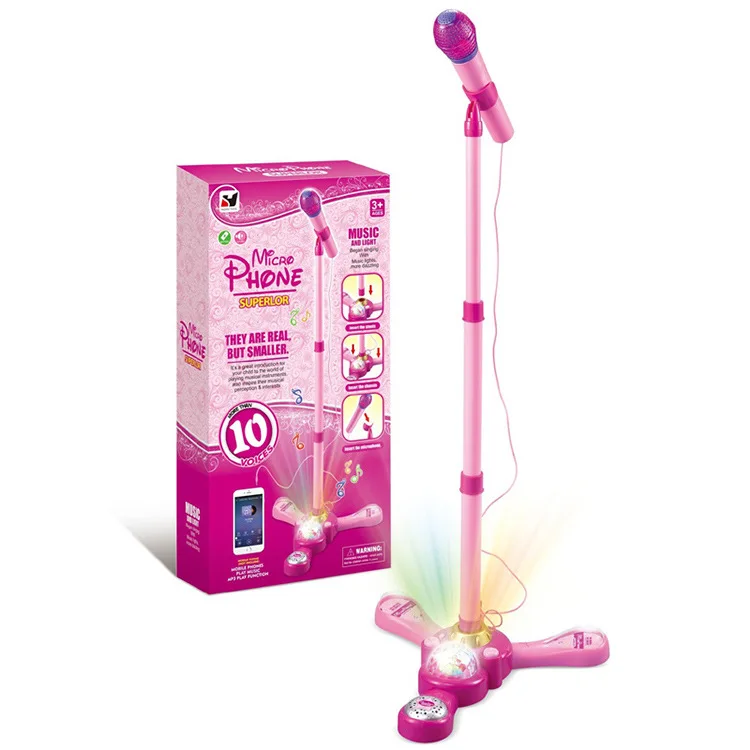 Kids Karaoke Instruments Musical Toys with Adjustable Stand and Microphone Birthday Gifts for Boys Girls
