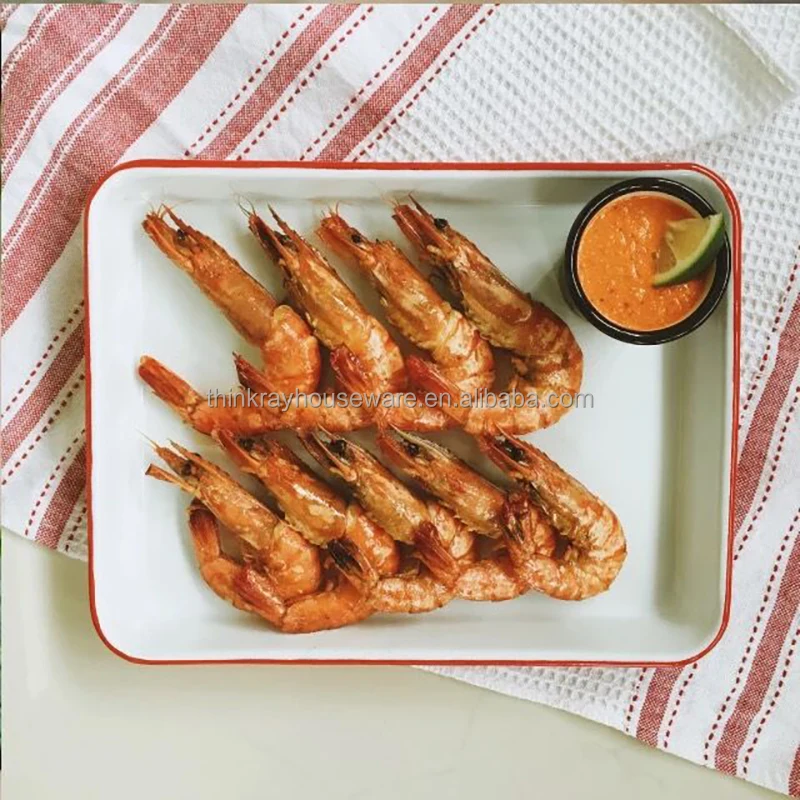 Custom Kitchen Use Vintage Enamelware Roasting Pan Custom Color Butcher Tray Enamel Serving Tray