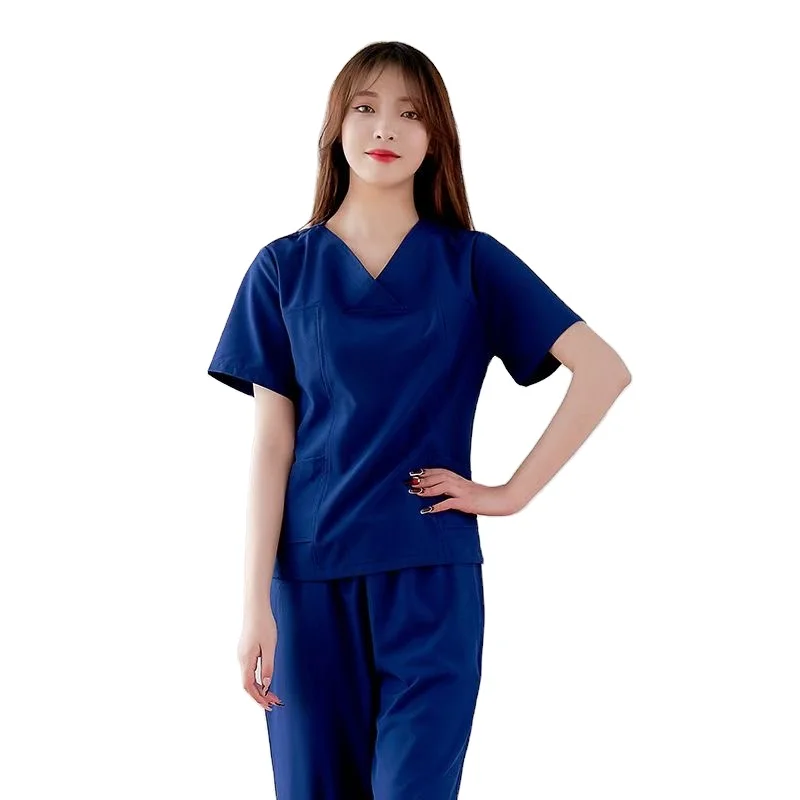 Modern Athletic V-neck Scrub Top & Pants Jogger Spandex Nursing Medical Scrubs Uniforms Sets For Women