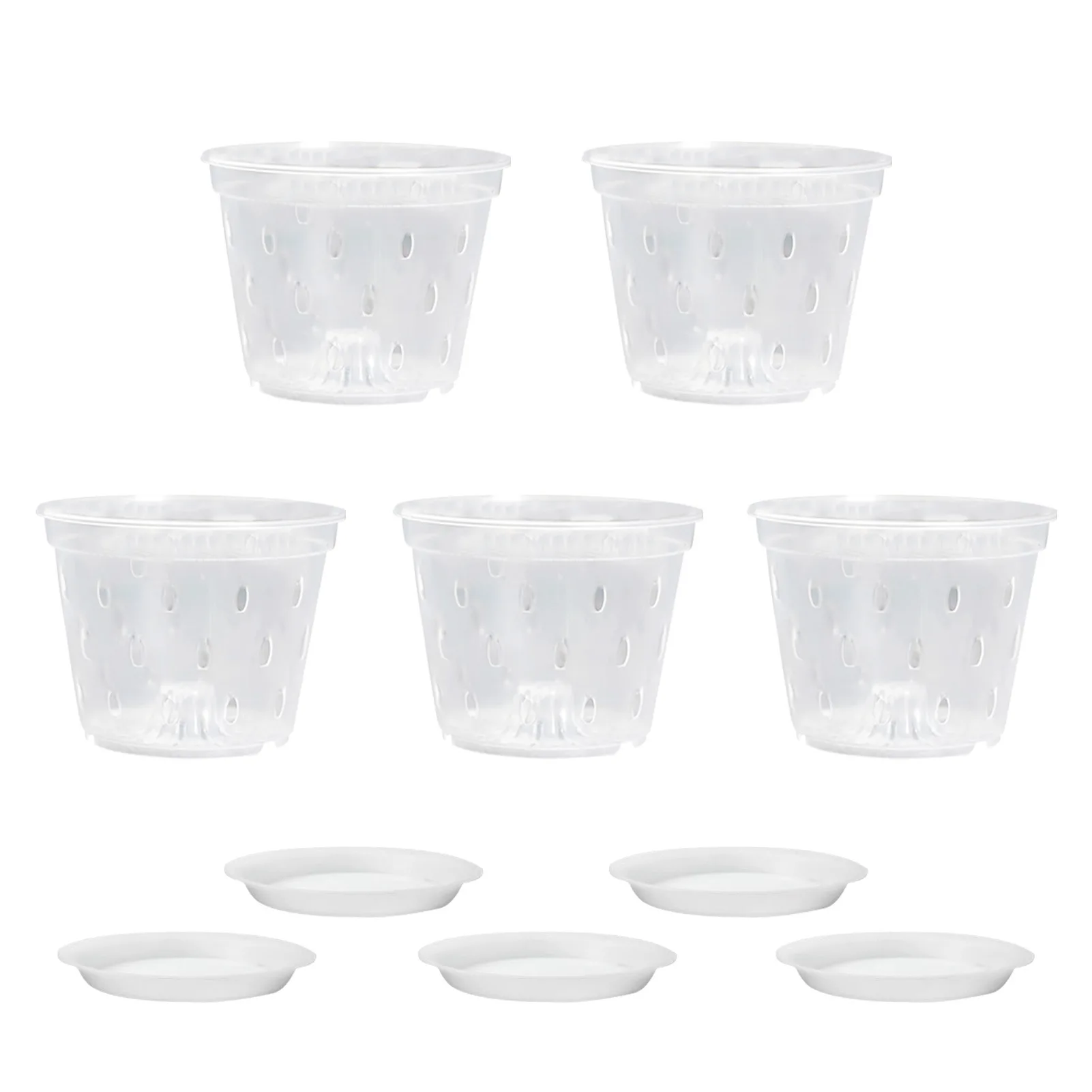 Orchid Pots with Holes Indoor Clear Plastic Plant Pot Set