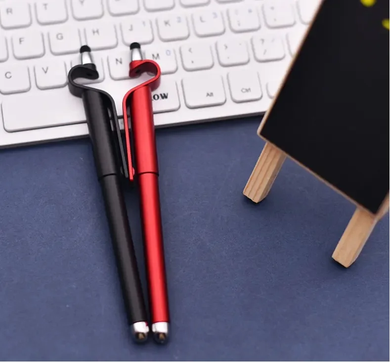 Advertising Touch Screen Banner Ball Pen Promotional Pen for Phones with Phone Stand