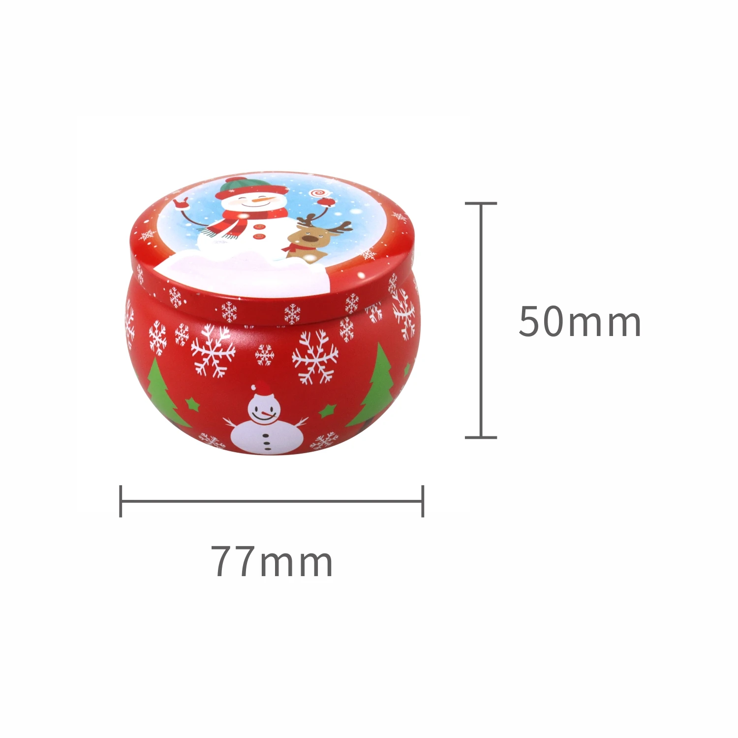 Small Round Decorations Christmas Metal Tin Box For Candy , Candle Making , Gift Package