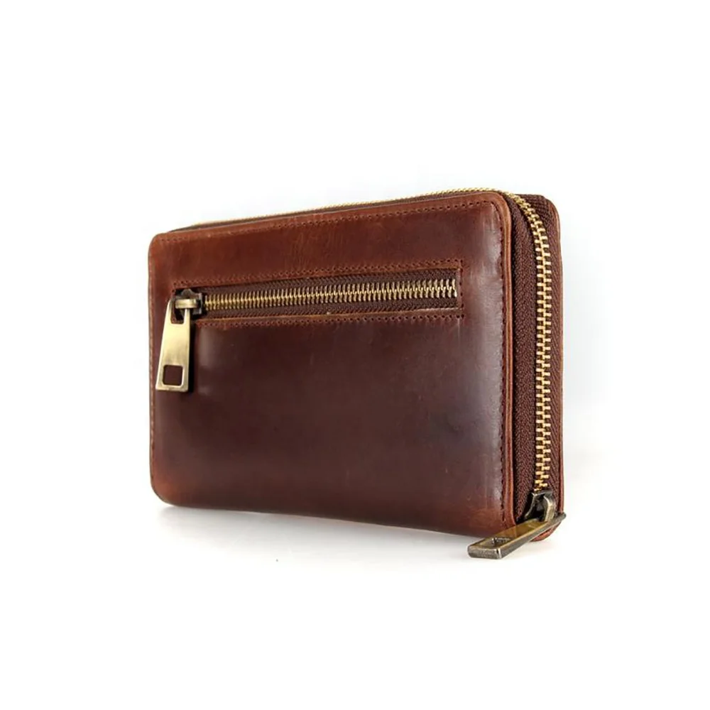 
Genuine Cow Leather Women Zipper Leather Purse Ladies Simple Clutch Wallet Pouch Wrist Vintage Hot Sale Handbag LLP2 