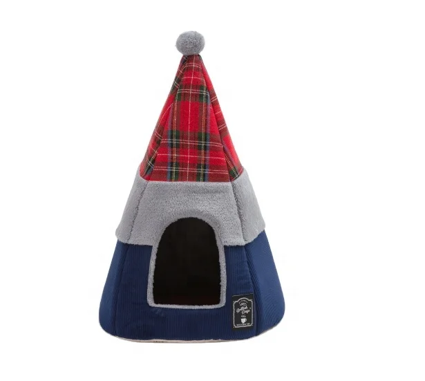 
Big plaid fabric and 3D Dutch velvet cone pet nest pet house 