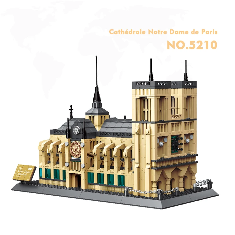 5210 знаменитые строительные аттракционы Cathédrale Notre Dame de Paris модель здания развивающая детская игрушка набор строительных блоков подарок