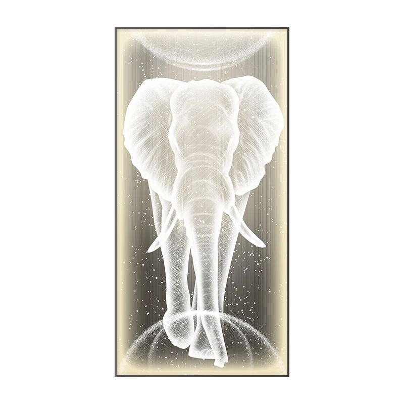 Custom modern Art Deco Elephant animal Wall Painting Light up art painting with light LED background wall decoration