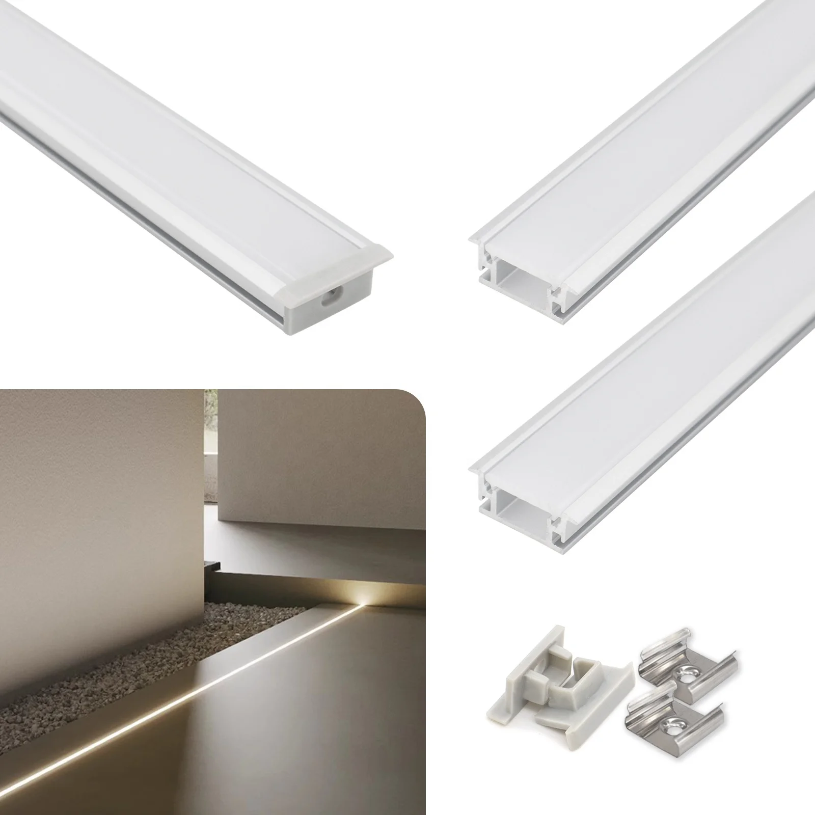 Easy Install 027 Led Aluminium Strip Silver 28*21mm Recessed Floor Aluminum Alloy Recess Led Channel