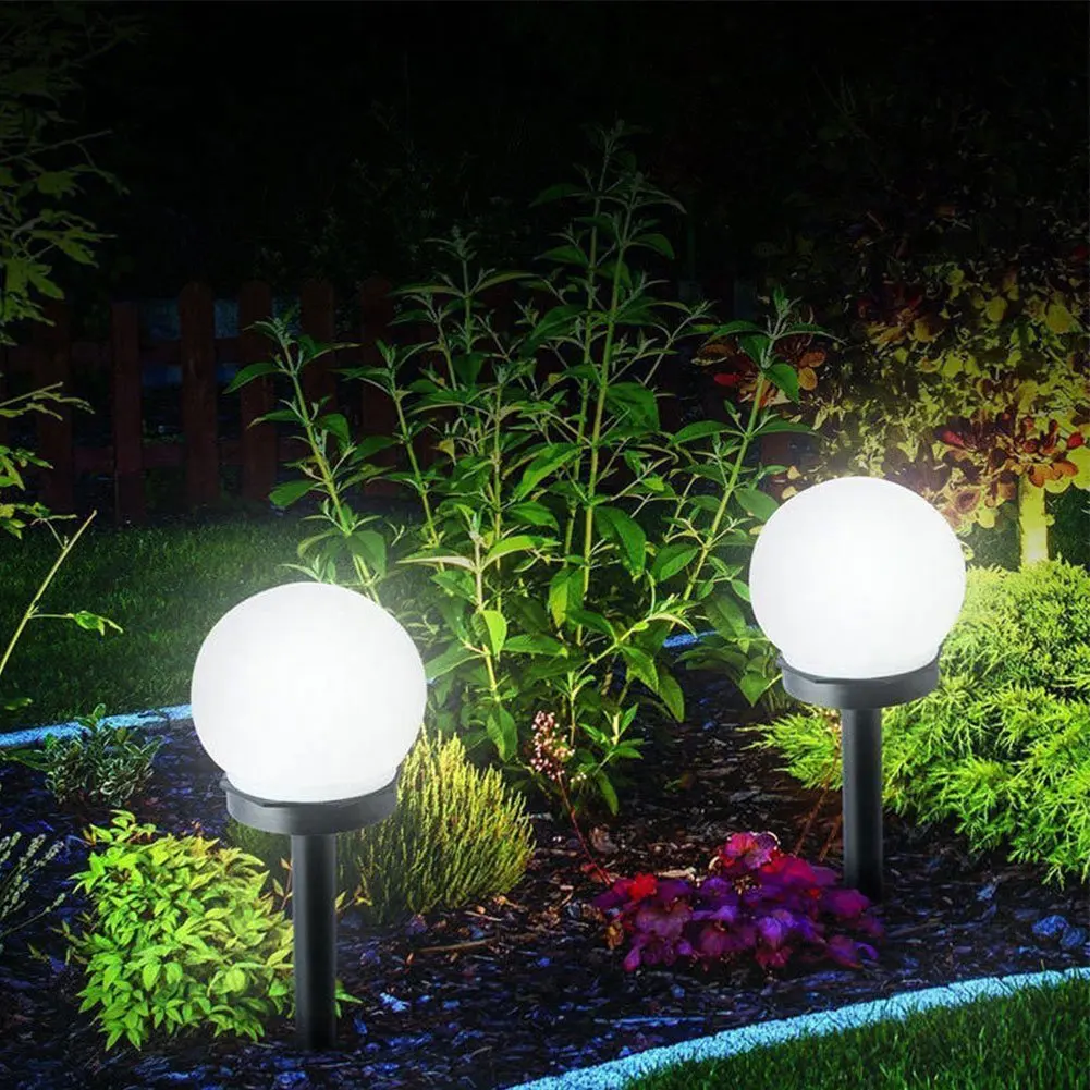 10CM ball light Hot sales cheap plastic outdoor garden pathway yard lamp solar led garden light