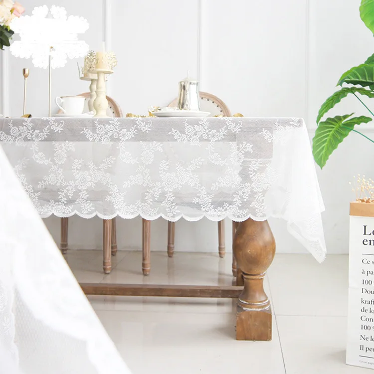 Кружевная скатерть прямоугольная белая круглая для праздника свадьбы банкета