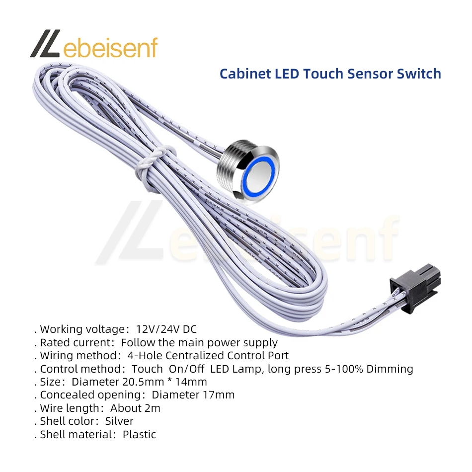 Mini Touch Dimmer Sensor Switch Concealed Induction On/Off Controller DC 12V 24V for Cabinets Wardrobes Kitchens LED Lighting