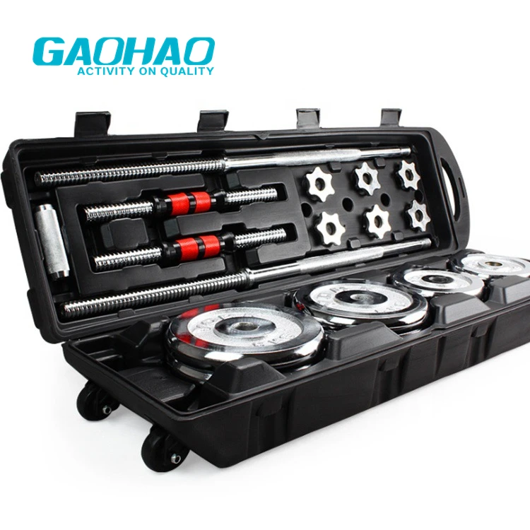 GAOHAO Adjustable chrome iron weight lifting dumbbell pro 50kg barbell dumbbell set Hot sale for home training dumbbell