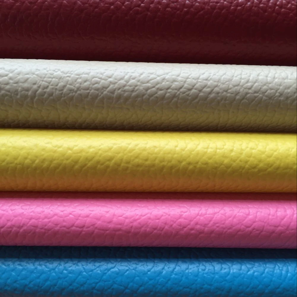 Factory Wholesale Super Cheap PVC Leather Fabric Black Solid Color Leather Fabric Stock lot