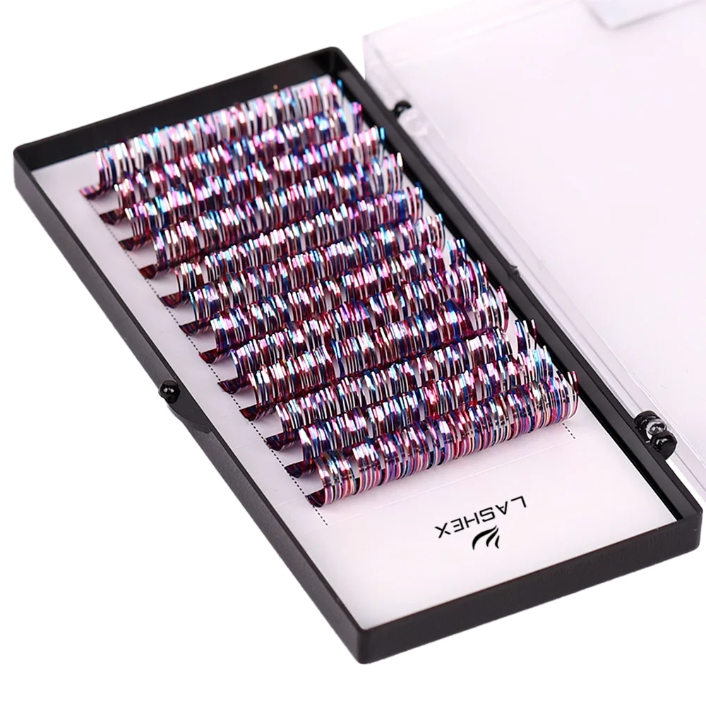 Wholesale Private Label individual holographic tinsel eyelash extension lashes eyelash shiny colorful lashes  extension