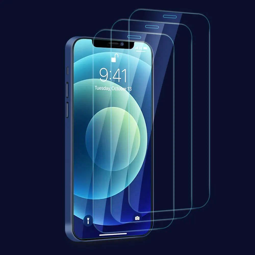 Amazon Top Seller 3 Pack Case Friendly Tempered Glass Screen Protector for iPhone 13 11 pro max 12 Mini Cell Phone Tempered Film