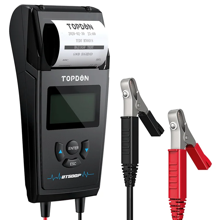 Цифровой автомобильный тестер TOPDON BT500P, автомобильный Гибридный анализатор литий-ионных аккумуляторов 6- 12 В, 12 В, 24 В, с принтером