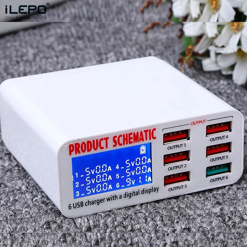 
usb charger plug 40W Intelligence LED desktop adapter QC3.0 Quickly Charging 