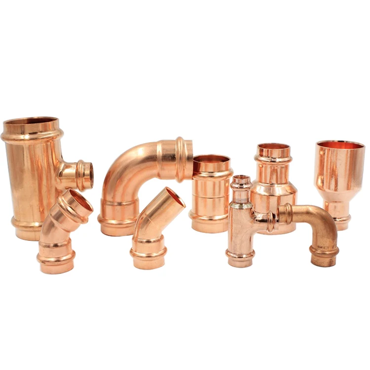 Hengshi hot sell M type V profile copper press fitting TEE for plumbing water and gas pipe system