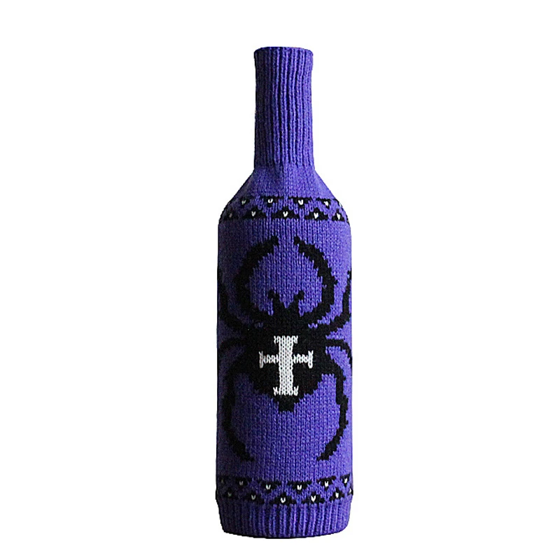 Halloween Wine Bottle Cover Skull Pumpkin Knitted Champagne Red Wine Bottle Bag Table Decoration Supplies Wholesale
