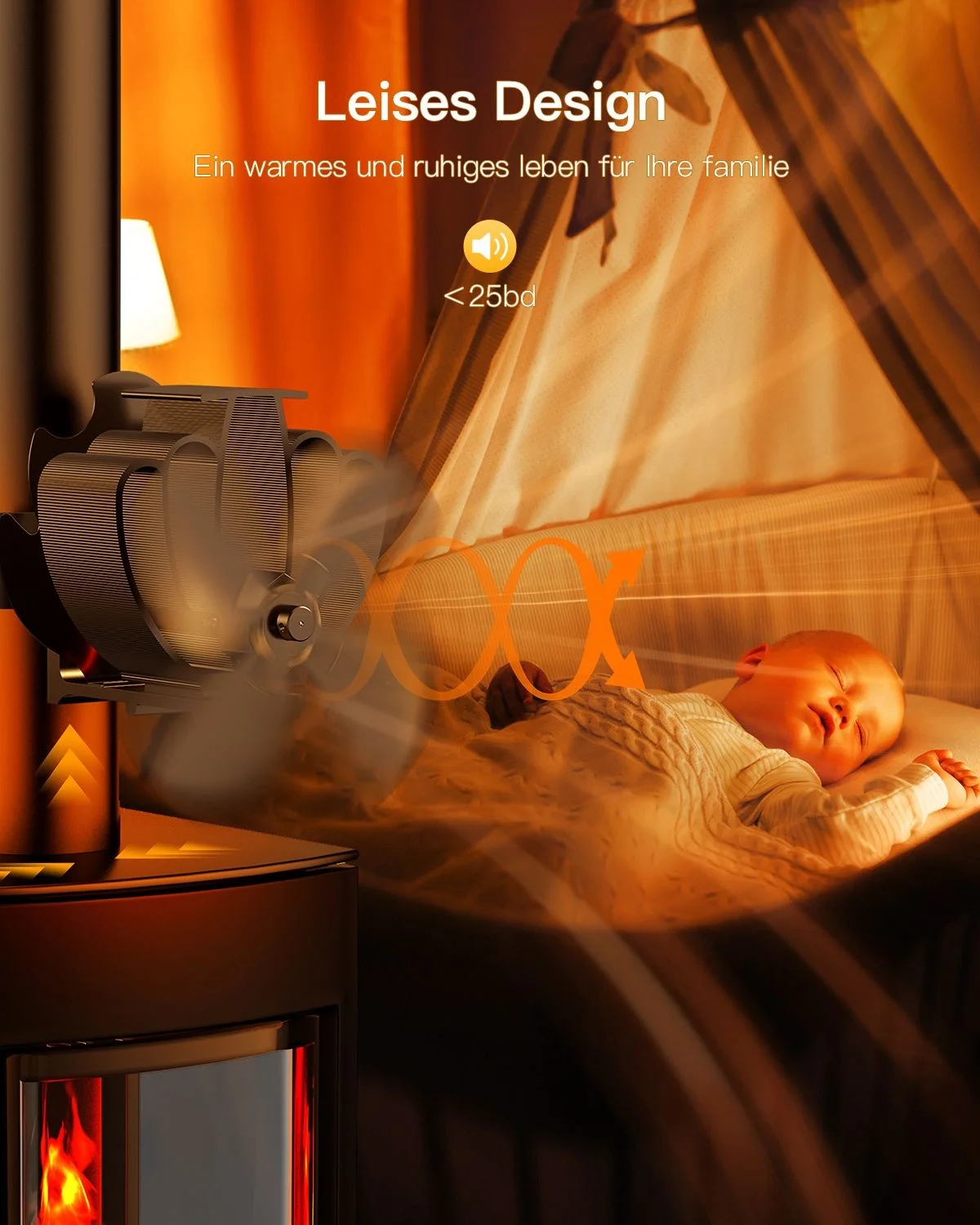 4 blades circulating warm air mini stove fan kerosene heater fan wood heater fan for fireplaces