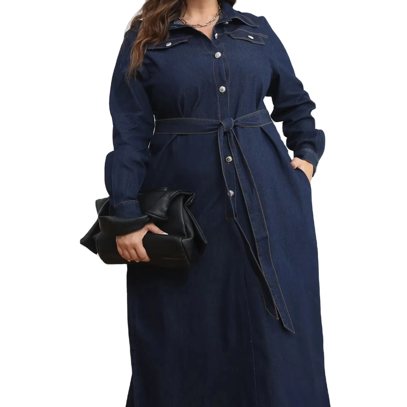 Элегантная Повседневная Осенняя женская одежда vestido Женская плюс размер джинсовое платье