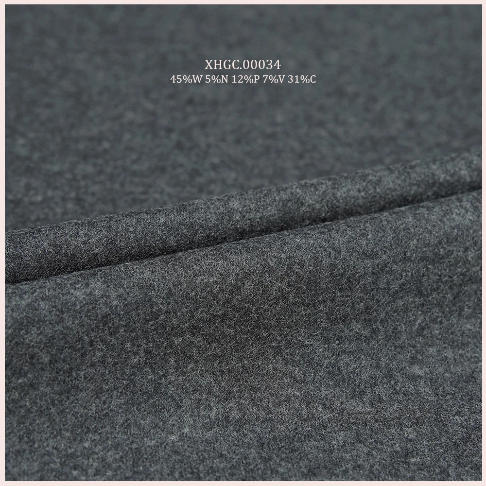 Soft Merino Wool Blend Interlock  Fabric 45%W 5%N 12%P 7%V 31%C  For Fashion Clothing  Casual Suit Pants Skirts