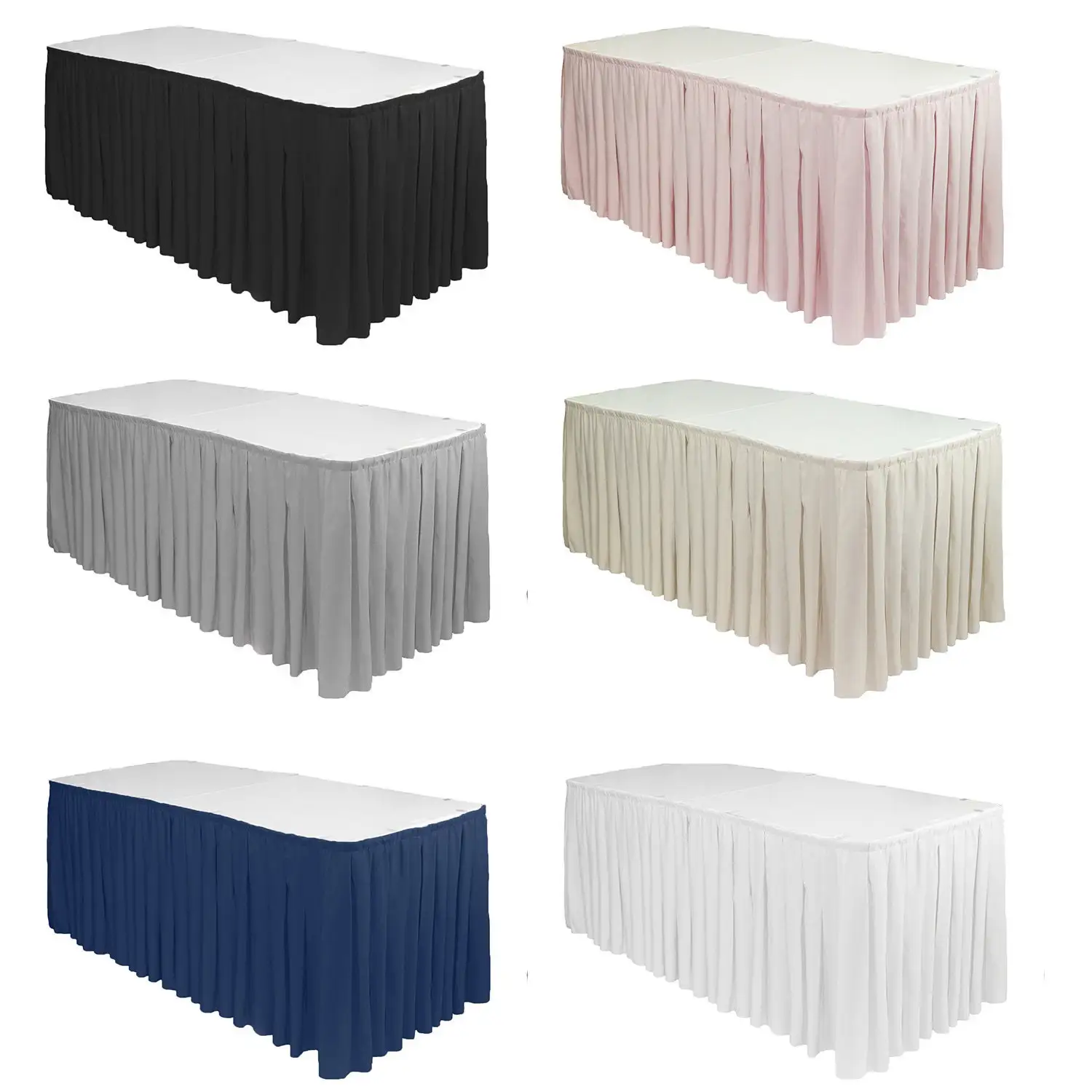 2023 Hot Style Waterproof Assorted Colors Disposable Plastic Table Skirt for Outdoor Indoor Party Supply
