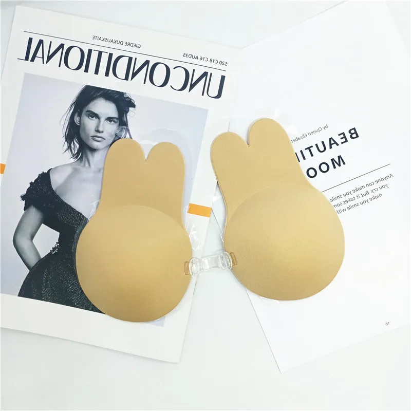 Silicone Rabbit Nipple Covers With Clips Adhesive Stick On Bra Wide Back Wing Bras with Hooks