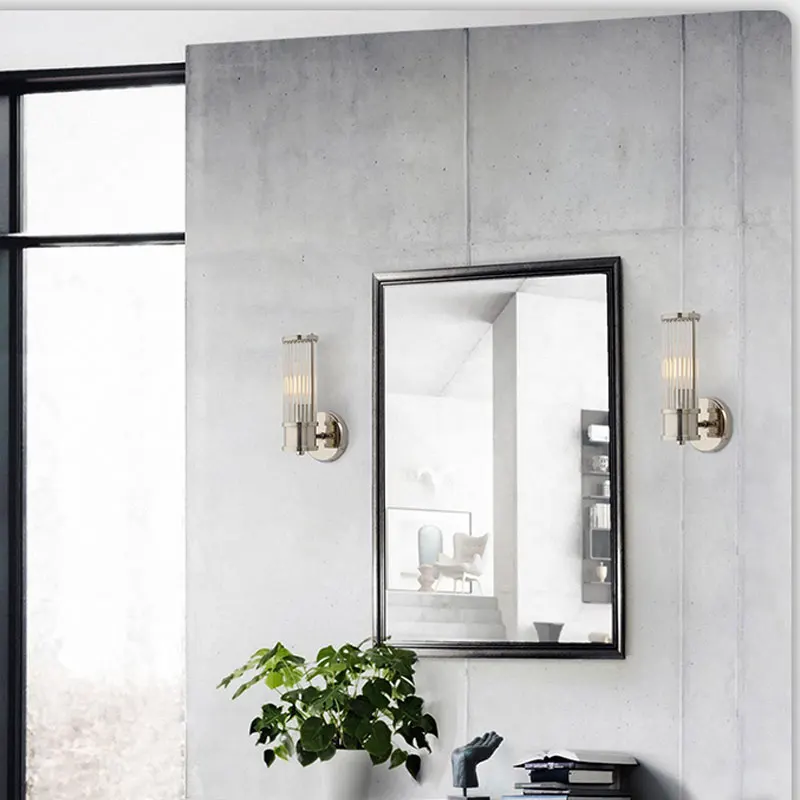 High-end Classic Style Hand Dying Antique Brass Finish Single Holder Glass Wall Sconce Light Corridor Bedside Wall Lamp