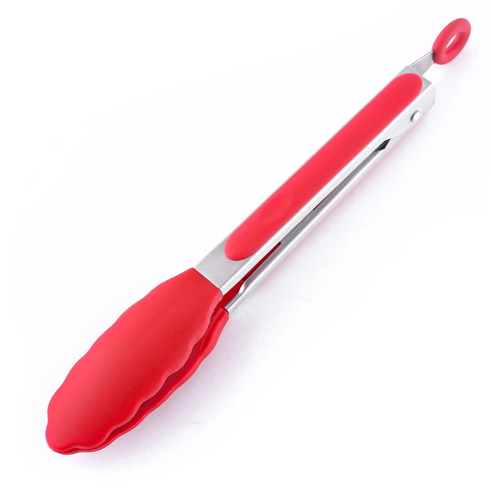 Heat Resistant Heavy Duty Clips for Cooking Auto-Locking Nonstick Stainless Steel Food Tong with Silicone Grip