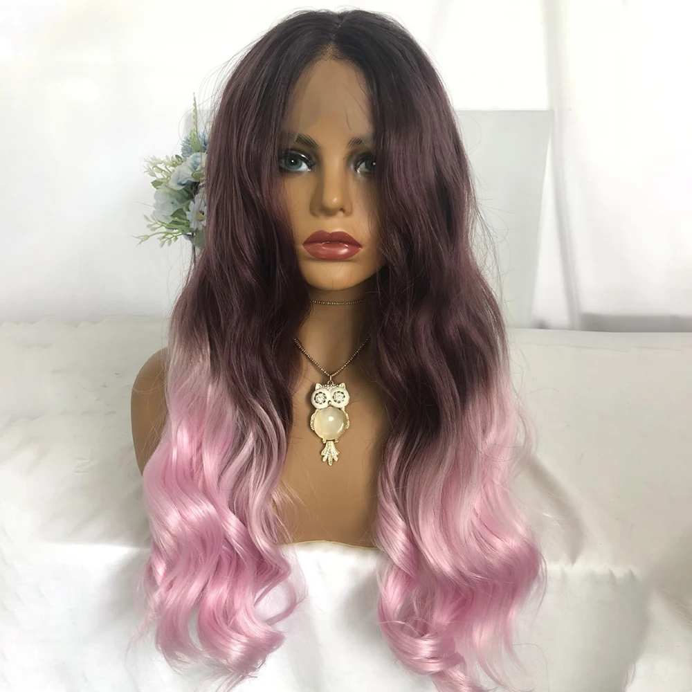 Razer Beautiful Ombre Colorful Long high heat Synthetic hair Lace Front Wigs