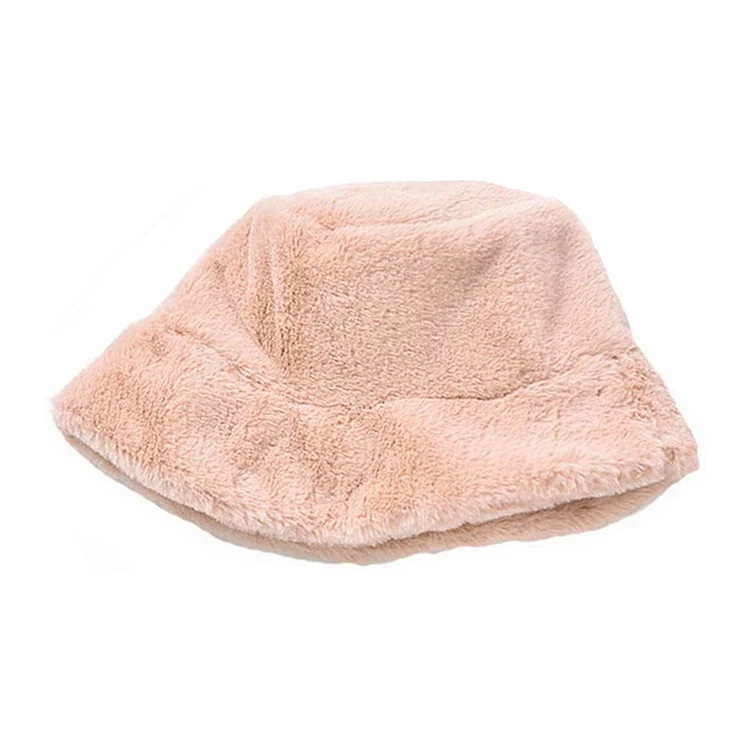 
Custom Designer Winter Warm Unisex Multicolor Bucket Hat Pink Fur Plush Bucket Hat For Women And Man 