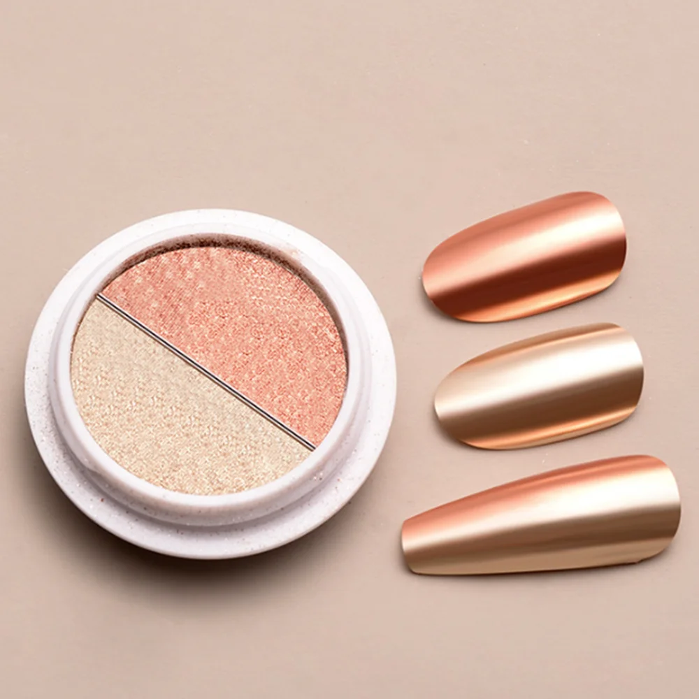 BIN Nail Suppliers 2 in 1 Nail Art Chrome Mirror Powder Chrome Nail Powder Metallic Mirror Effect Chameleon Pigment Mix