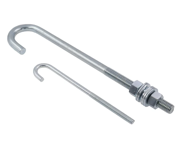 Chinese manufacture Good Quality galvanized carbon steel j type hook anchor bolt with nut and washer