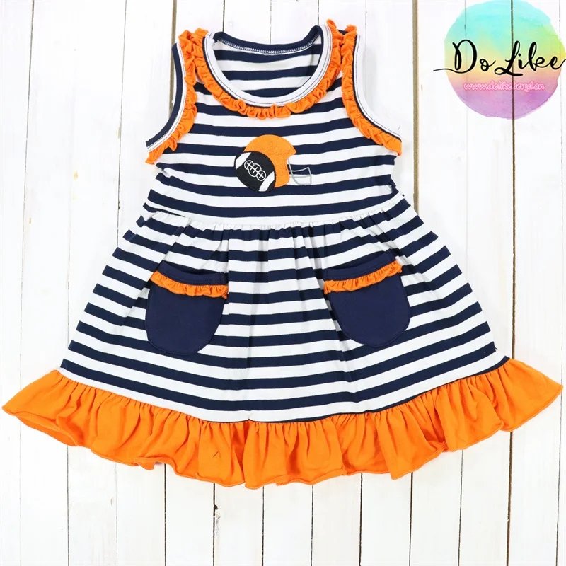 2024 New updated baby clothing outfits short sleeve orange baseball pattern sets competitive price little girls clothes