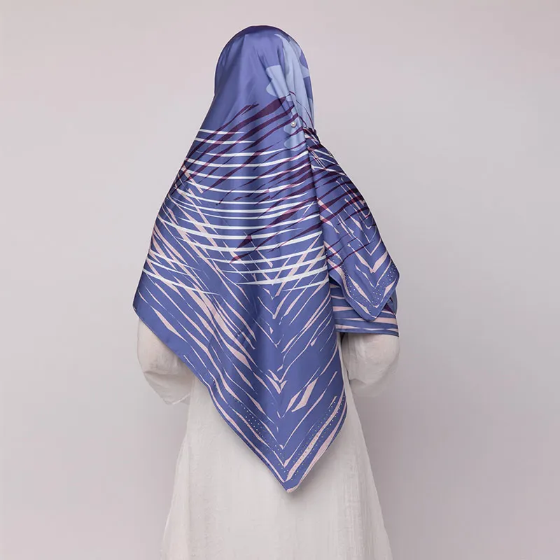 Factory supply silky satin hijab, custom design printed hijab scarf