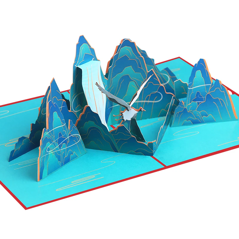 3D Pop Up Greeting Handmade Card  Crane Laser Cut Card Reasonable High Quality With Envelope