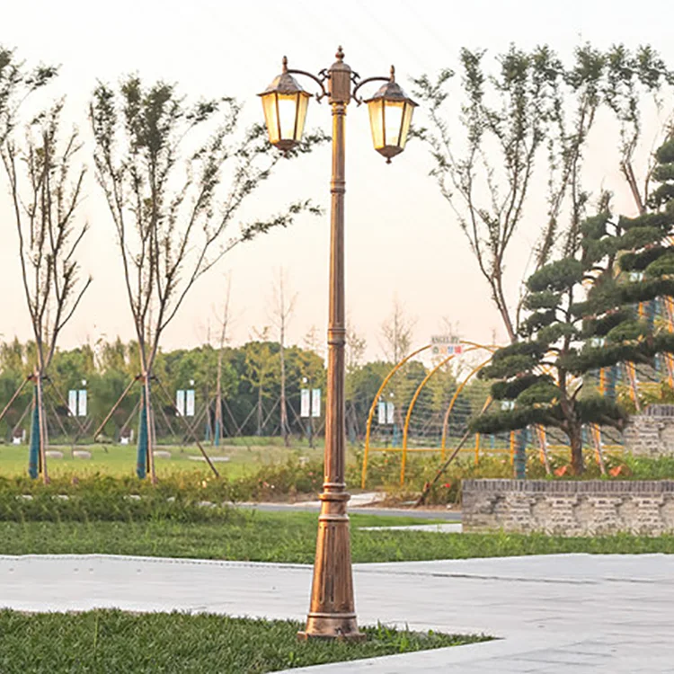 Classic Outdoor Decorative Antique Cast Aluminum Street Lamp Post Led Garden Pole Light For Landscape Lighting
