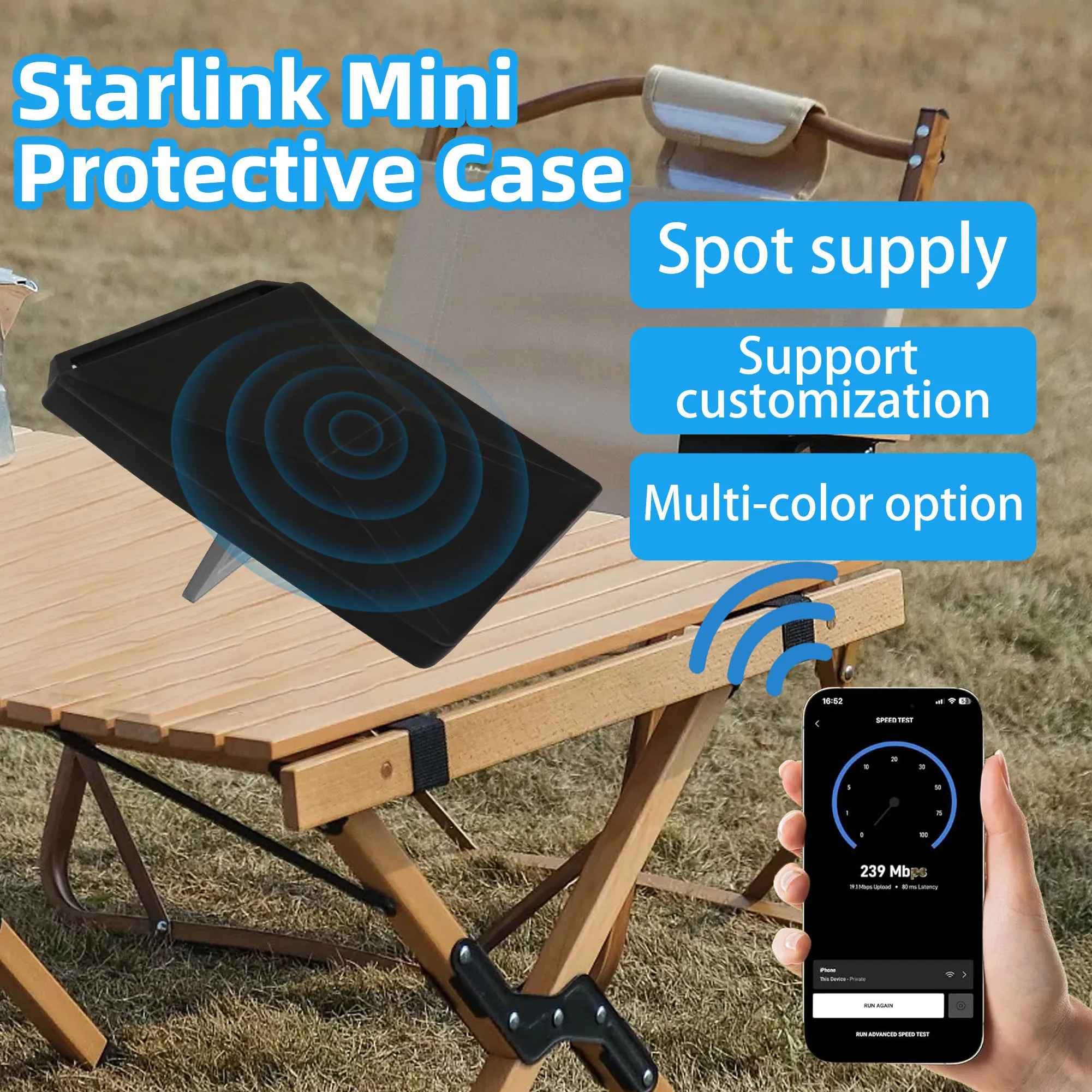 Silicone material Starlink mini protective cover 360 degree rotating clip Starlink silicone protective cover