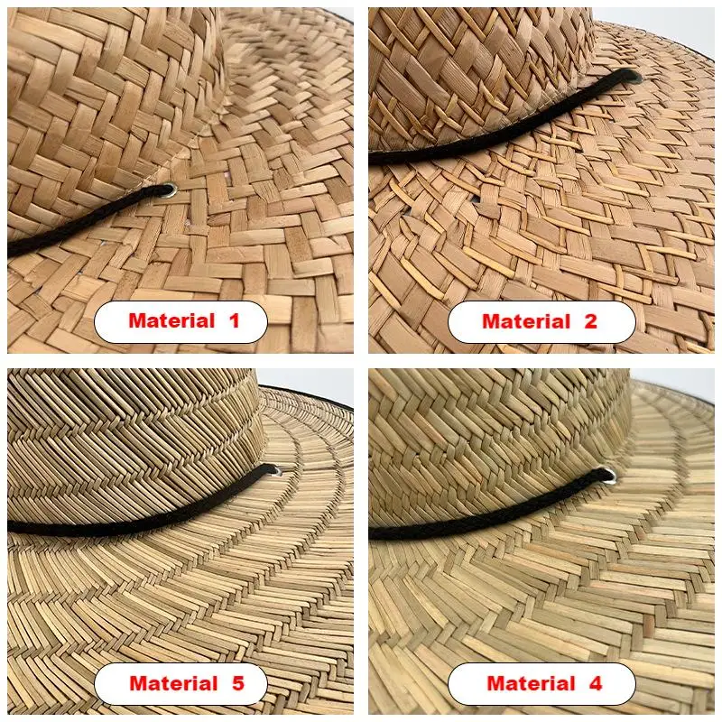 Custom Bottom Print Panama Straw Hats Summer Large Brim Surf Beach Hat Outdoor Wide Brim Sun Lifeguard Straw Hat With Patch Logo