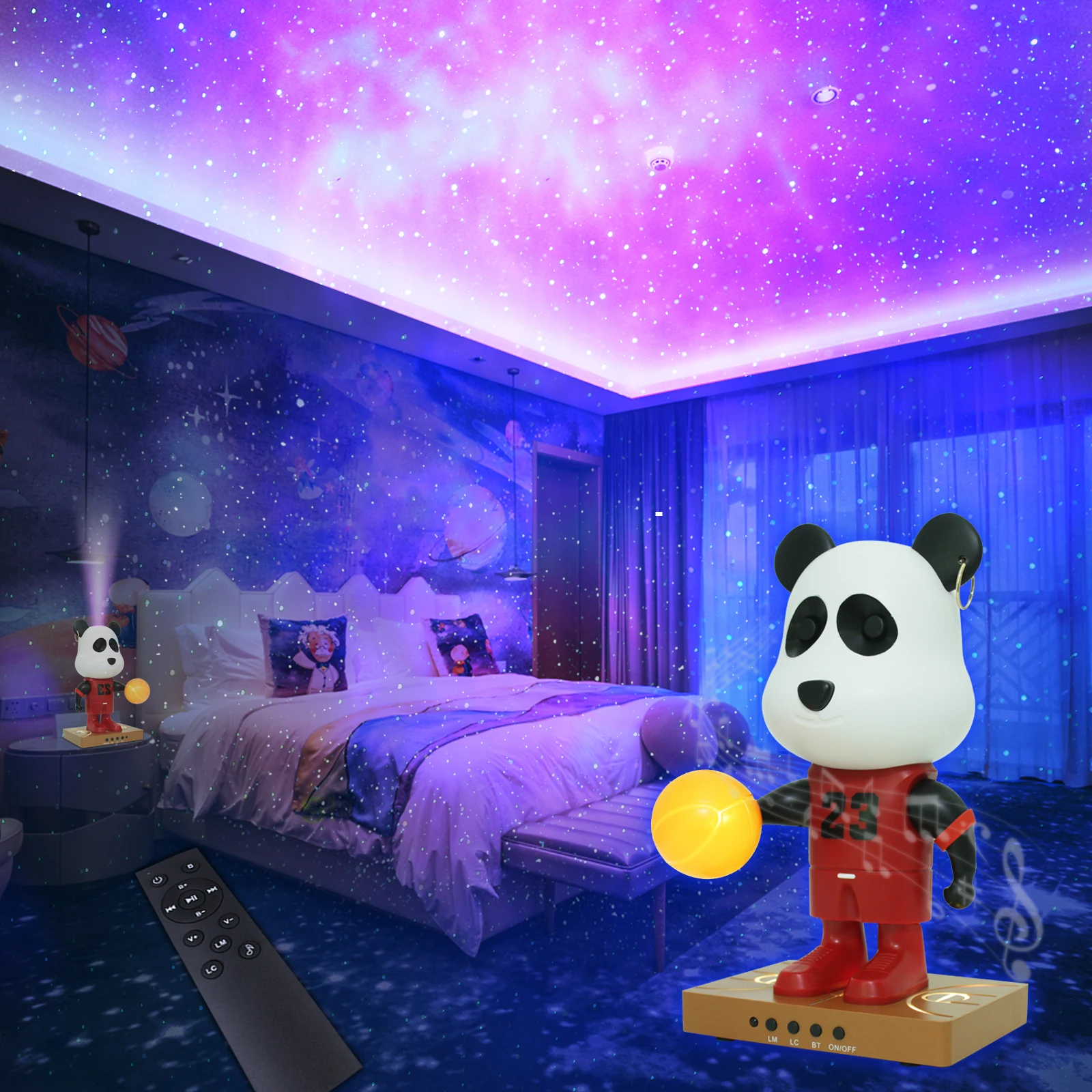 2023 Polar Newest Creative Romantic Space Bluetooth Music Starry Sky Projection Lamp  Decoration night light 3d