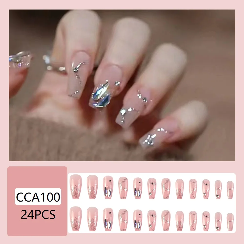 Wholesale Custom Logo French Style High Quality Acrylic Artificial Fake Nail Design Women Extension Long False Nails Tips