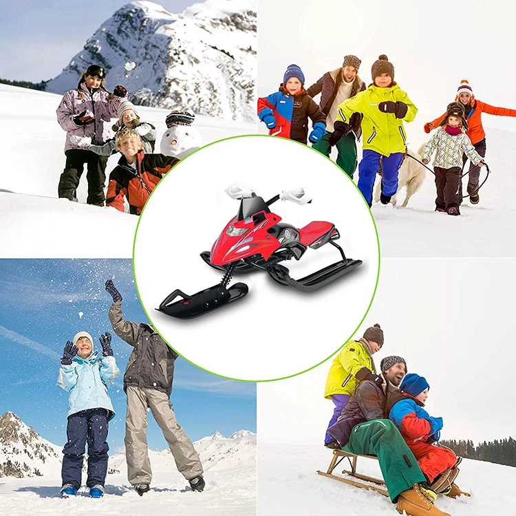 2022 New Type Snow Racer Scooter Sled Steering Wheel Brakes Kids Winter Ski Slider Board