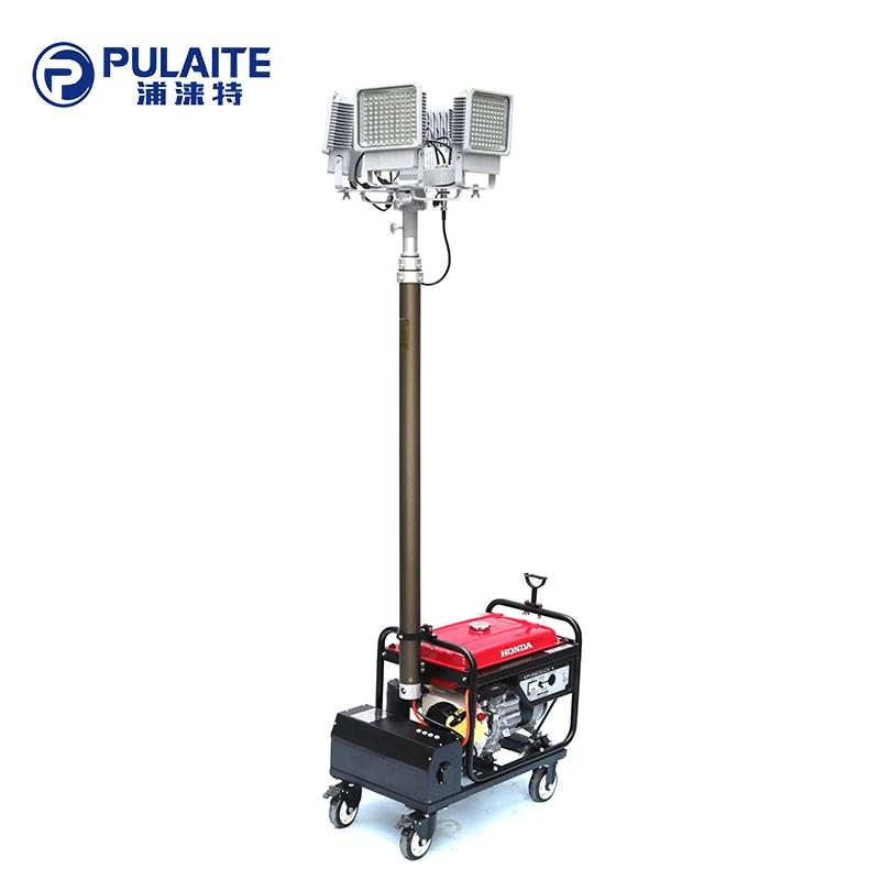Mobile engine LED tower light telescopic mast pole pneumaticPowerful portable lighting tower Multifunction mobile