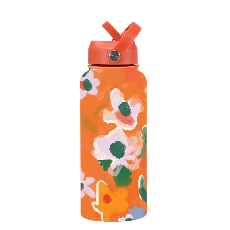 32 oz stainless steel Insulated vacuum flask matte rubber powder coated portable fancy water bottles