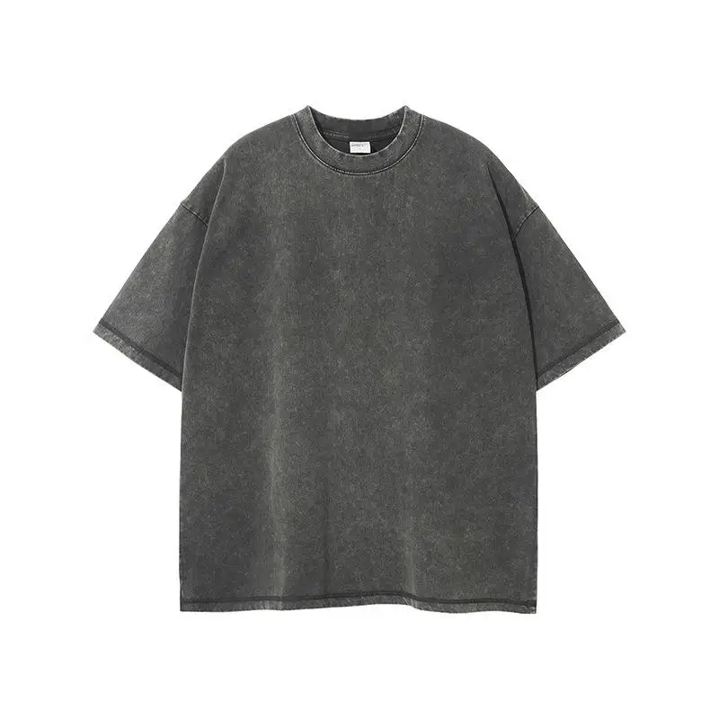 Wholesale 250g Loose Short Sleeve Blank Wash T-shirt Low Moq Custom Your Own Logo Mens Acid Wash Tshirts