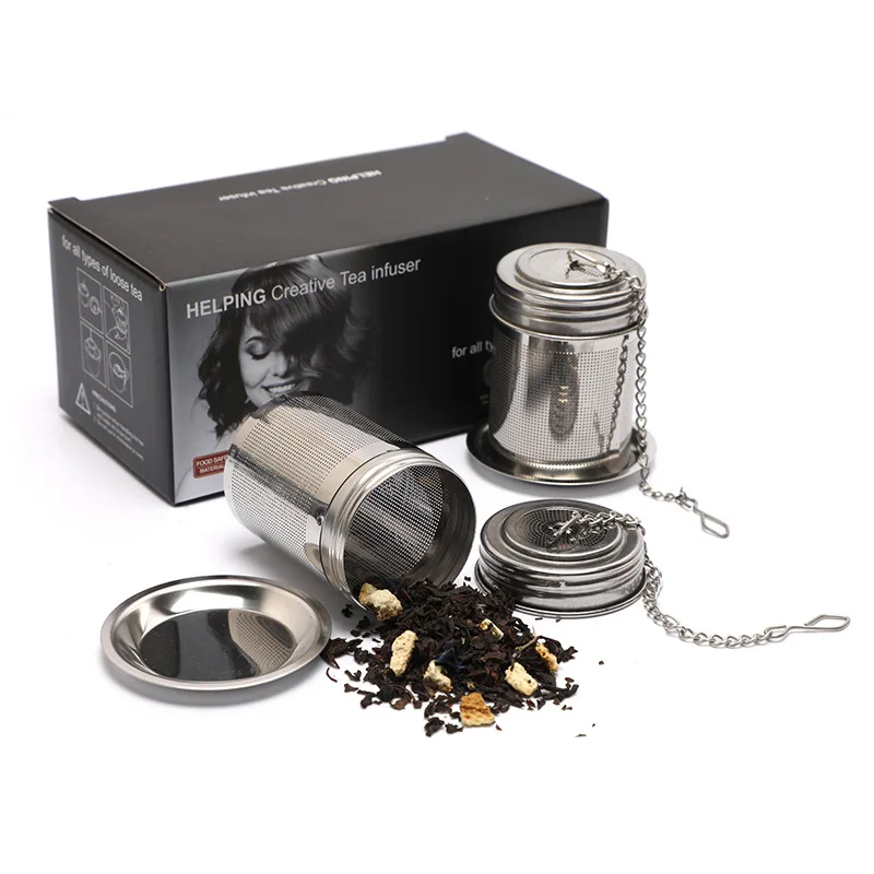 colorful box packing two sets of loose leaf stainless steel tea infuser filter strainer
