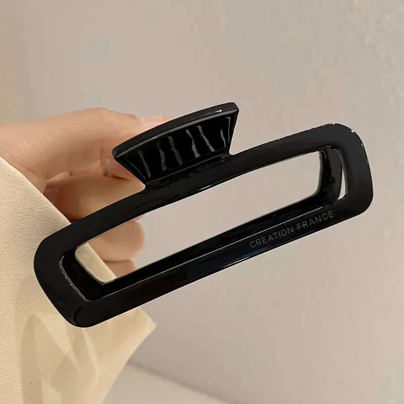 French Acetate Hair Clip Large Hollow Square Hairpin High Grade Black Hairpin Back Head Plate Hairpin Shark Clip